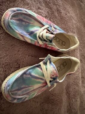 Hey Dude Kids Tie-Dye Canvas Sneakers in Pink, Blue & Green